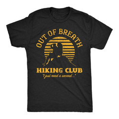 Mens Funny T Shirts Out Of Breath Hiking Club Sarcastic Nature Graphic Novelty