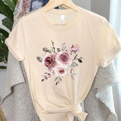 Watercolor Floral Trendy Spring Rose Mother’s Day Dusty Rose & Wildflower Shirt