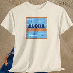 Aloha Summer Nautical Beach T-Shirt: Gildan Tropical Adult Tee