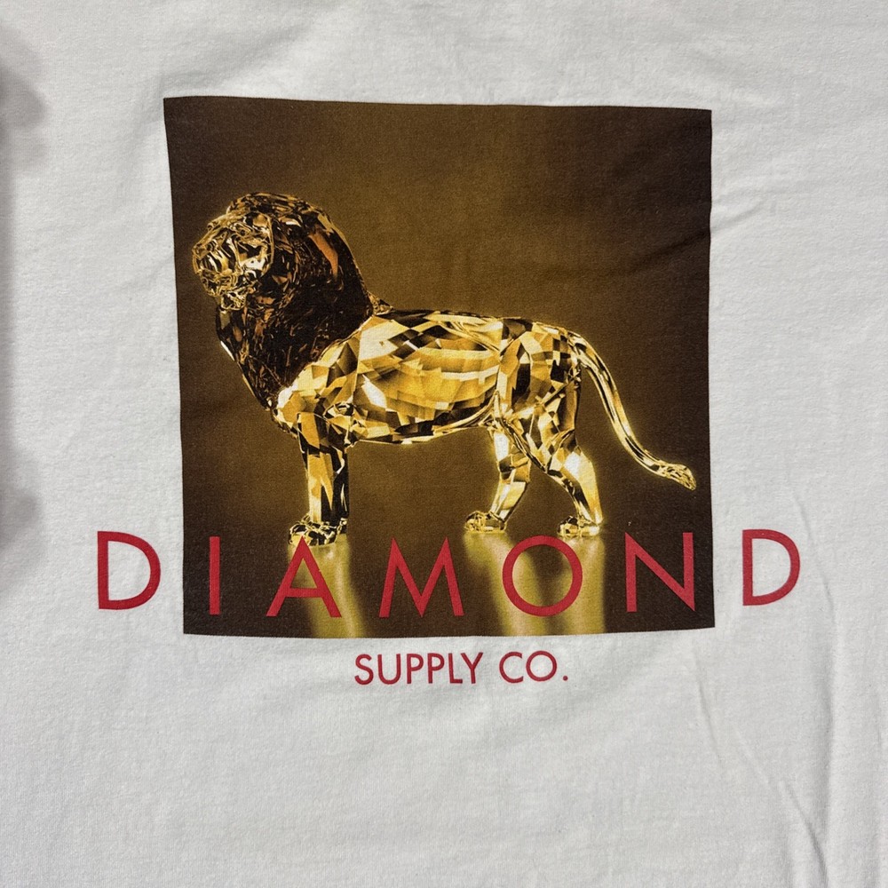Diamond supply Tee Xl White Crystal Lion Bright Graphic Bling Street