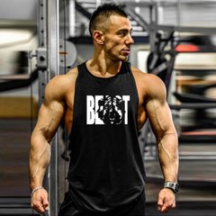Gym Men Vest Cotton Bodybuilding Tank Tops Fitness Singlet Stringer Muscle Vest