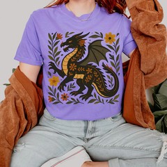 Folk Art Dragon Comfort Tee Mythical Creature Shirt Men Women