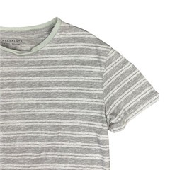 All Saints Light Beige Brown Striped Scoop Neck Short Sleeve TShirt Size XSmall