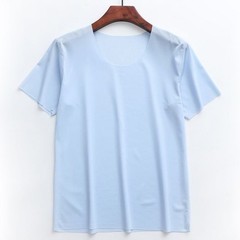 Men’s Breathable Ice Silk Tee Short Sleeve Loose Fit Round Neck Home Top