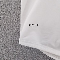 BYLT Shirt Mens Small White Drop Cut Lux Performance Athleisure Gym Commute