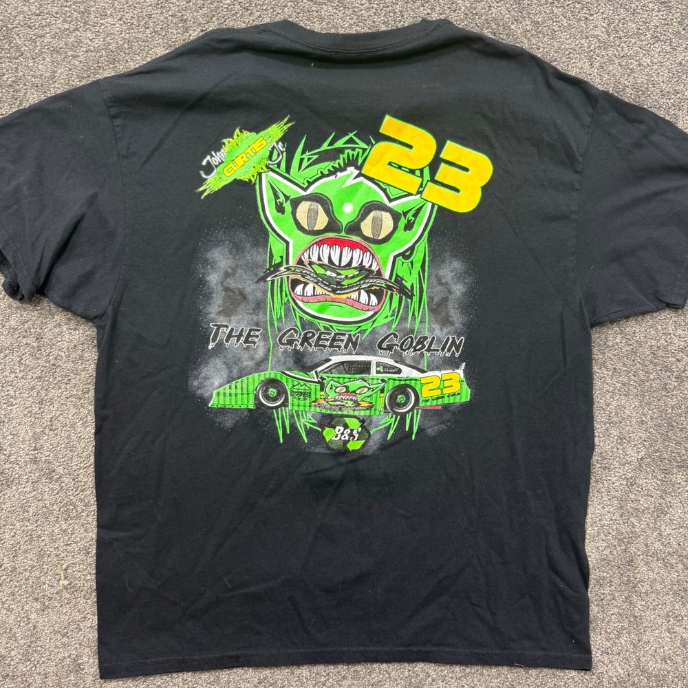 Gildan Team B&S Racing The Green Goblin #23 John Curtis Jr Mens XL T-Shirt Black