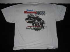 “Ford Mustang BOSS” : DTG PRINT on 100% COTTON WHITE T-Shirt Size XLGE