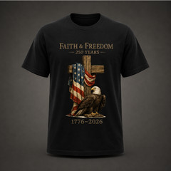 250 Years Anniversary USA T-Shirt 1776-2026 America Eagle Faith Freedom Tee Men