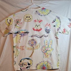 MARKET Smiley Graphic Logo Print Crew Neck Short Sleeve T-Shirt White L