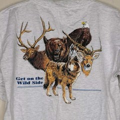 Vintage Get On The Wild Side T-shirt Sz L Single Stitch Gray Cotton Made In USA