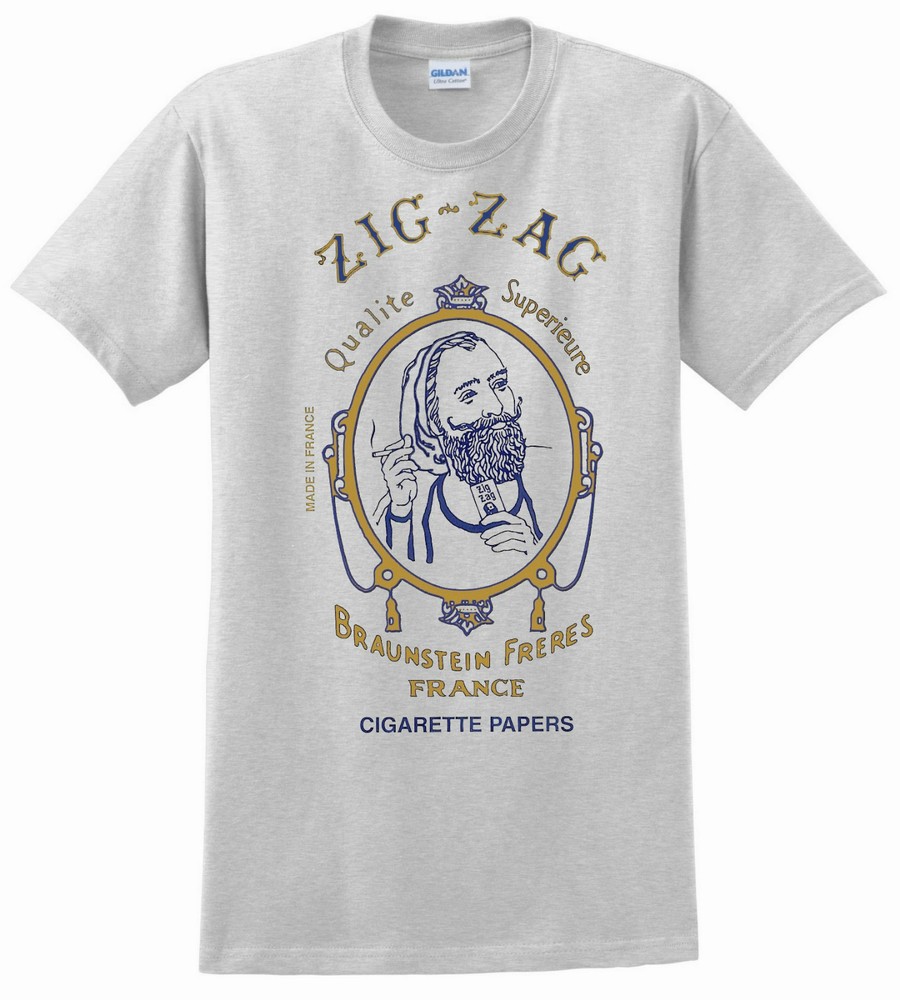 Zig Zag T-shirt. Gray, Khaki, White, Yellow. Size: Small – XXL 100% Cool Cotton