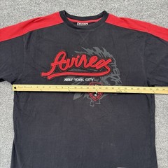 Vintage Avirex T Shirt Mens Medium Black Red 3D Script Logo Hip Hop Grunge Y2K