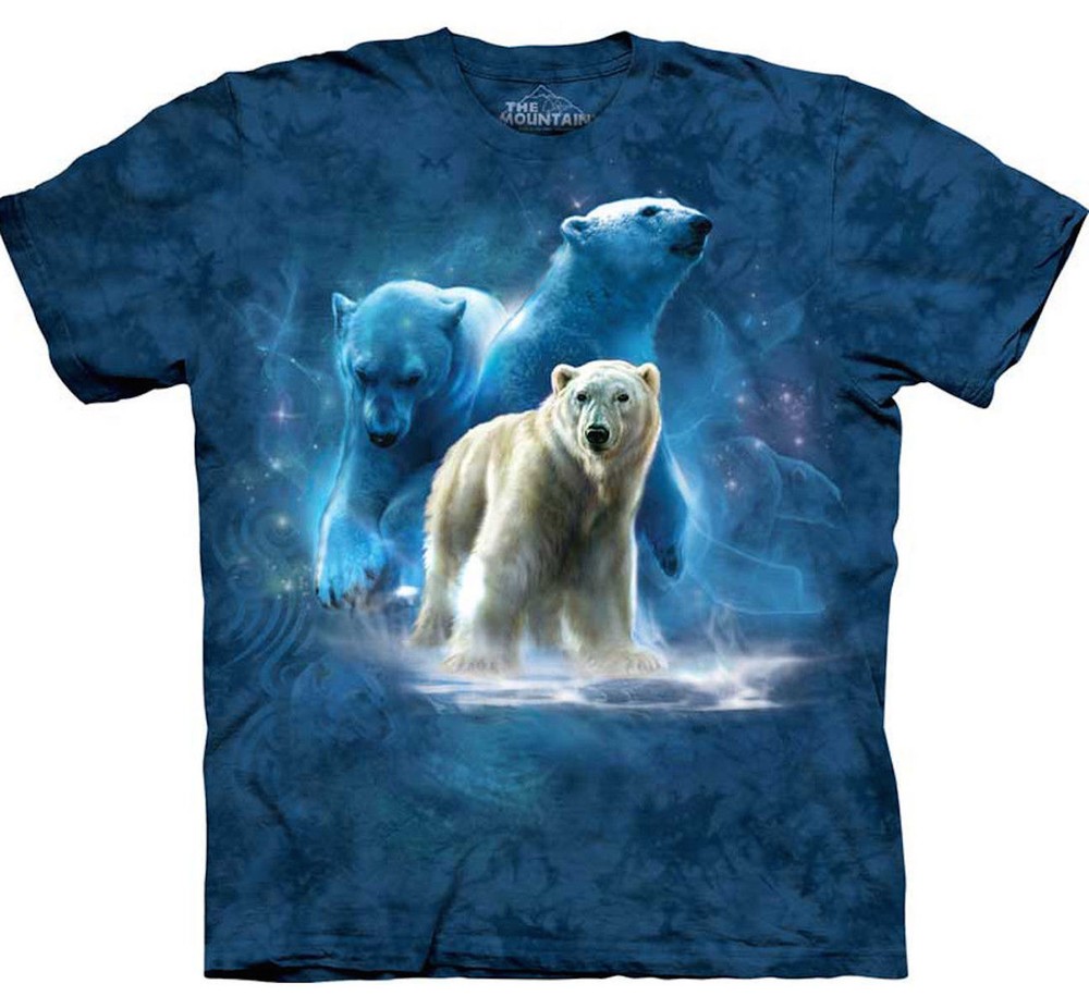 Mountain White Polar Bear Collage Arctic Blue Cotton Animal T-Shirt Adult S-3X