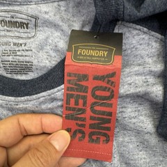 NEW Foundry T Shirt Mens Big Size 2XL Blue Colorblock Long Sleeve Raglan