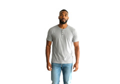 Jachs Signature Soft Touch Henley Shirt 3XL Gray Short Sleeve 3 Button NWT
