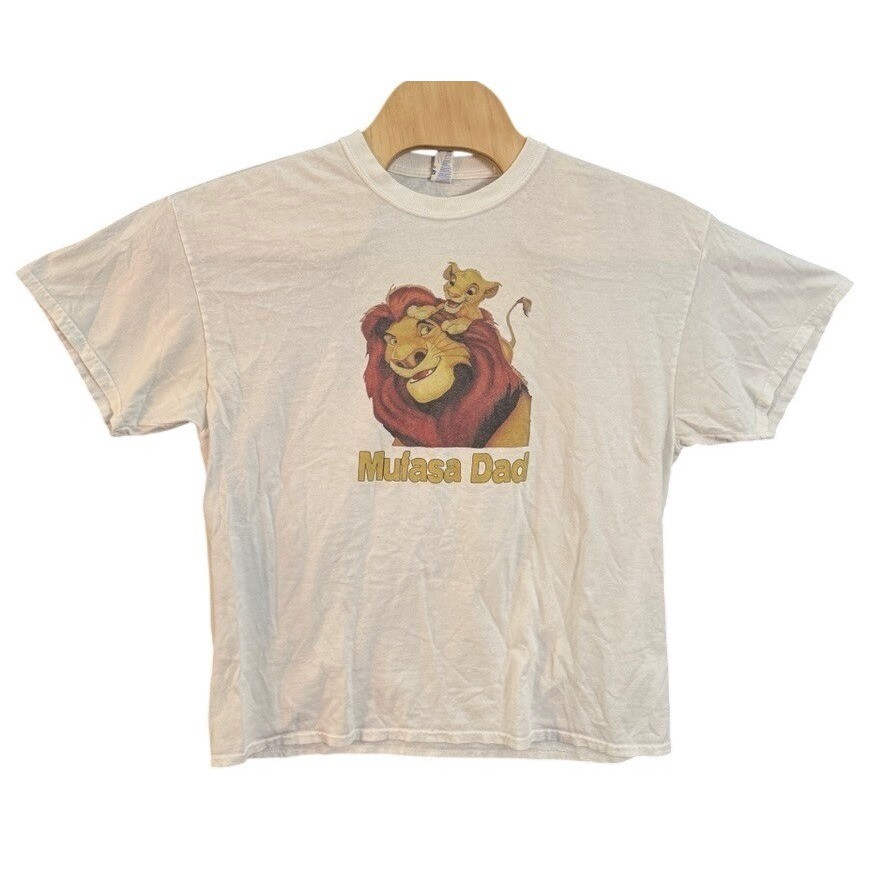 Gildan Lion King Mufasa Dad Graphic T-Shirt Mens XL White Cotton Disney Simba