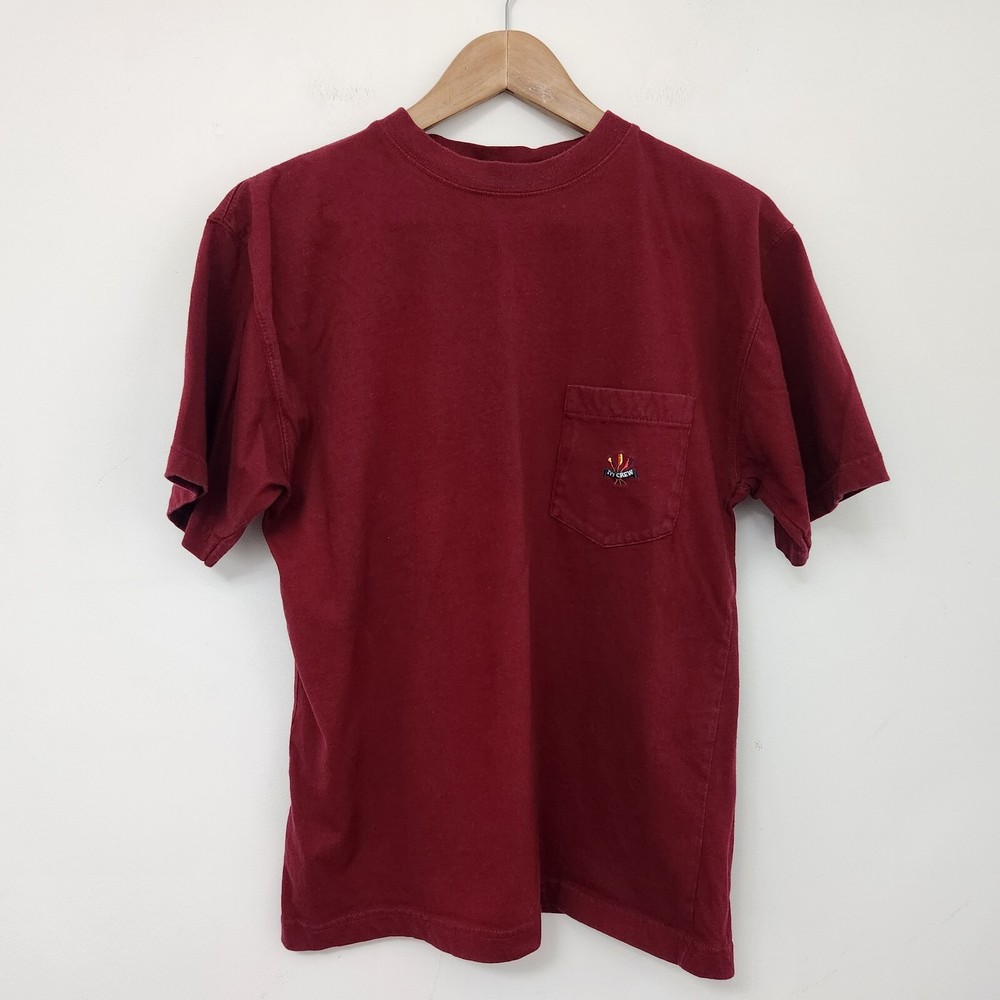 IVY CREW Men’s Burgundy Front Pocket Crew Neck Short Sleeve T Shirt Size S