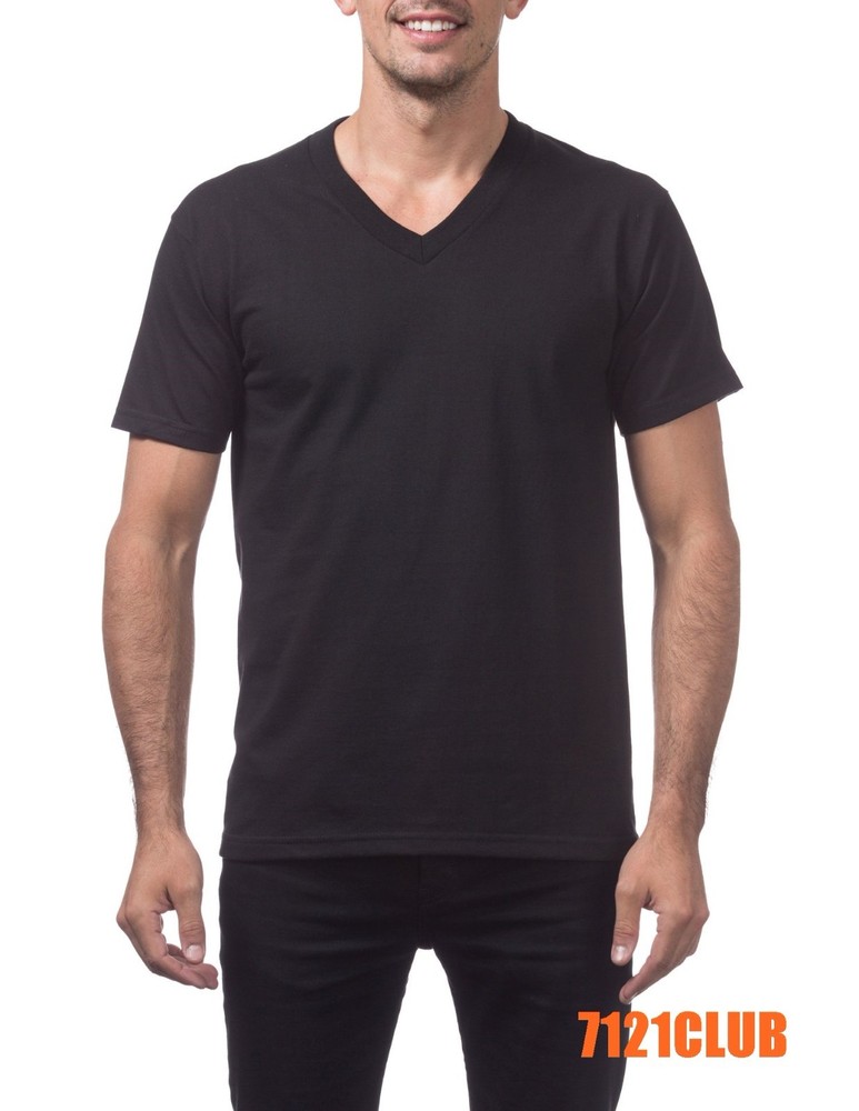 PRO CLUB MENS HEAVYWEIGHT V NECK T SHIRT PROCLUB SHORT SLEEVE BLACK BIG AND TALL