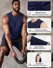Men’s Tank Tops Cotton Sleeveless Shirts Muscle Gym Workout Causal Summer Shirt