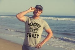 Mens Beaches Be Crazy T Shirt Funny Outdoor Summer Vacation Tee