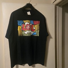 SUNA Men’s XL Black LOL Pop Art Graphic Print Crew Neck Cotton Knit T-Shirt