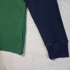 Roebuck Co Shirt Mens Waffle Knit Henley Large Tall Green Color Block Thermal