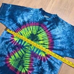 Vintage 90s T shirt All Sport Sz Large blue diamond pleated tie-dye cotton Y2K