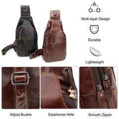 Waterproof Sling Bags for Men and Women, Leather Crossbody Daypacks for Travel
