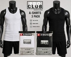 3 PACK PRO CLUB MENS A-SHIRT SIZES (S- 5XL) RIBBED TANK TOP WHITE/BLACK