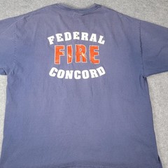 Federal Fire Concord Fire Dept Hanes Shirt Mens XXL Blue Pocket Beefy-T Tee VTG