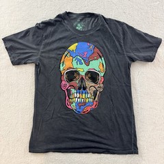 JAMEY GREEN BRAND CRACKED SKULL GRAPHIC T SHIRT MENS XL BLACT BURNOUT TEE ART