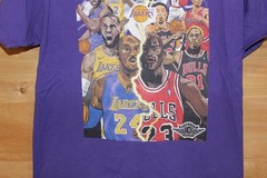 Vintage Lakers vs Bulls NBA T Shirt Hanes Beefy-T M Purple Kobe Jordan Shaq