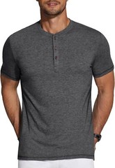 Men’s Short Sleeve Henley Shirt Casual Summer Tee Lightweight Breathable Solid T