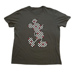 Mickey Mouse T Shirt Size XL Checkerboard Graphic Gray Disney Store