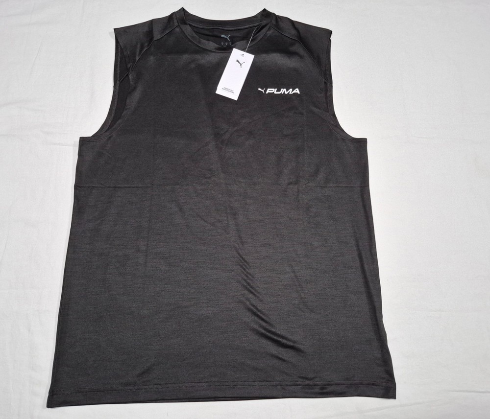 Puma Mens All In Sports Short Sleeve Sports Training Gym Tank Black White