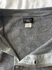 Ralph Lauren RRL Waffle Knit Men’s Henley Size L Grey (Original Price $145)