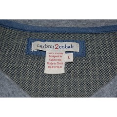 Carbon 2 Cobalt Henley Mens Large Gray Textured Long Sleeve Cotton Pullover