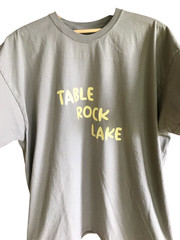 Upcycled Table Rock Lake T-shirt w/ Marinas & Landmarks Light Green Size 2XL