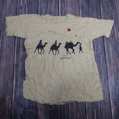 Vintage India Rajasthan Shirt Mens 2XL Tan Camel Desert Graphic Tourist Tee 90s