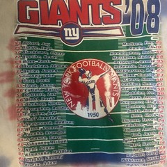 Y2K 2008New York Giants NFL Tie Dye All Over Double Sided T-shirt Red Blue Sz L