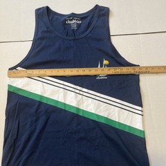 Chubbies Tank Top Shirt Mens Large Navy Blue Center Stripe Cotton Thighs Out