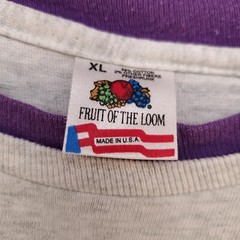 Vintage Fruit Of The Loom Shirt Mens XL Gray Purple Cuff 90s Skater Ringer USA