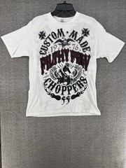White Yazbek Filthy Few Custom Choppers T-Shirt 2 Sided Size LG