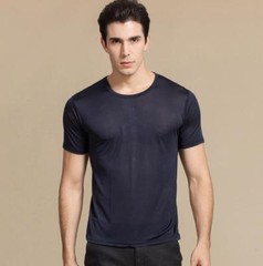 100% Silk Men’s T-Shirts Top Short Sleeve Round Neck undershirt plus size HY006