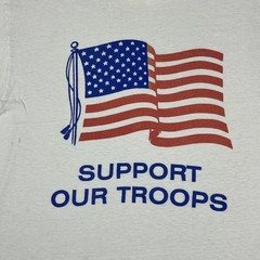Vintage Support Our Troops Shirt Mens XL White American Flag Single Stitch 80s