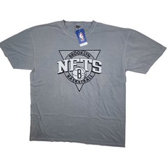 Brooklyn Nets Basketball NBA Mens Tee Shirt Gray XL Ringspun Fabric Blue 84 NWT