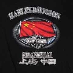 Harley-Davidson Shirt Mens XL Black Eagle Double Sided Made in USA Shanghai