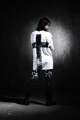 ByTheR ProjectR Mens Black White Cross Hand Painted Graphic T-Shirt Loose Fit