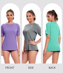 Kinglaman 5 Pack Womens Dry Fit Workout Top Short Sleeve Athletic Yoga Tee