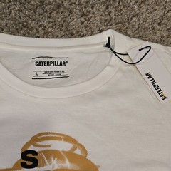 CAT Caterpillar Men’s Size L Large Workwear White Self Edge Logo New!